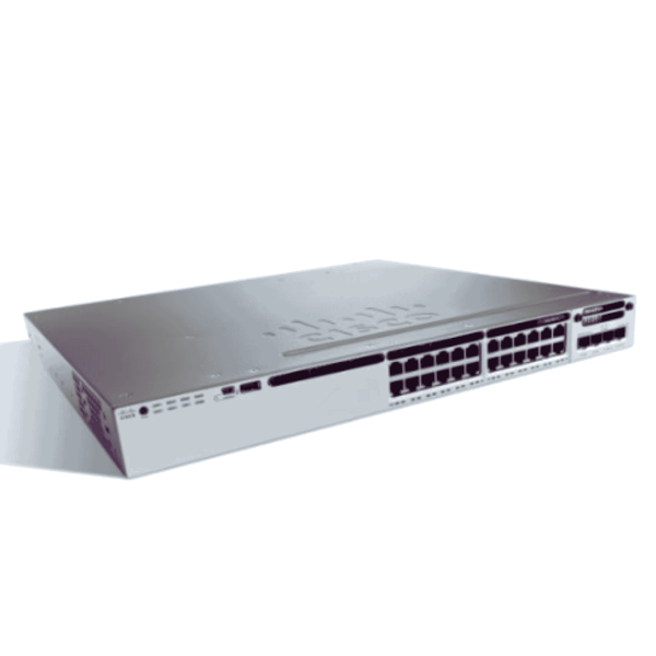 Cisco WS-C3850-24T-L Catalyst 3850 24 Port Switch showcasing 24 Ethernet ports and management features.